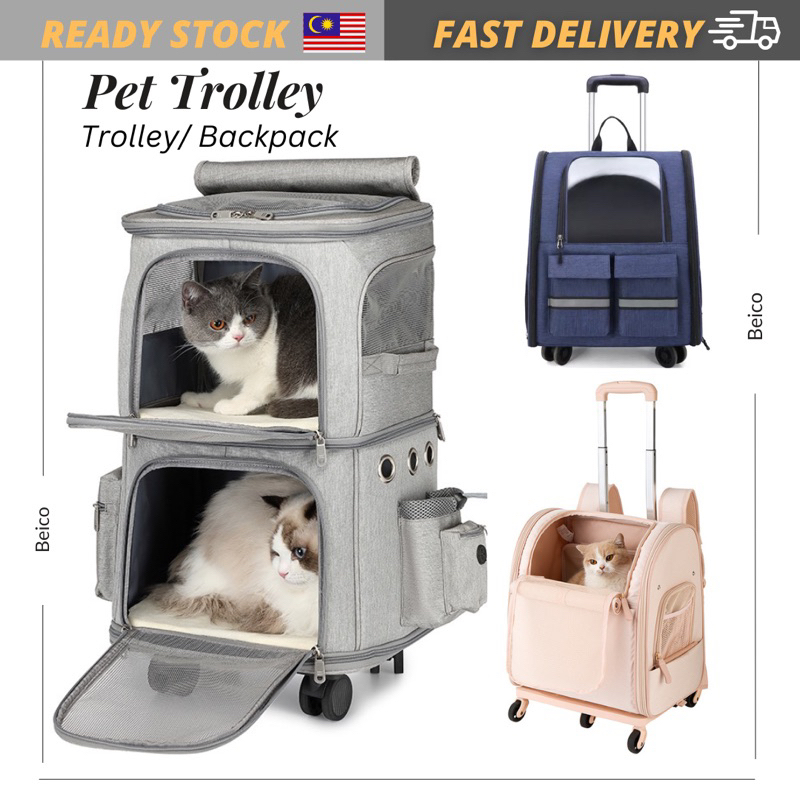 Rolling Large Cat Carrier For Large Cats with on Wheels, Dog Cat