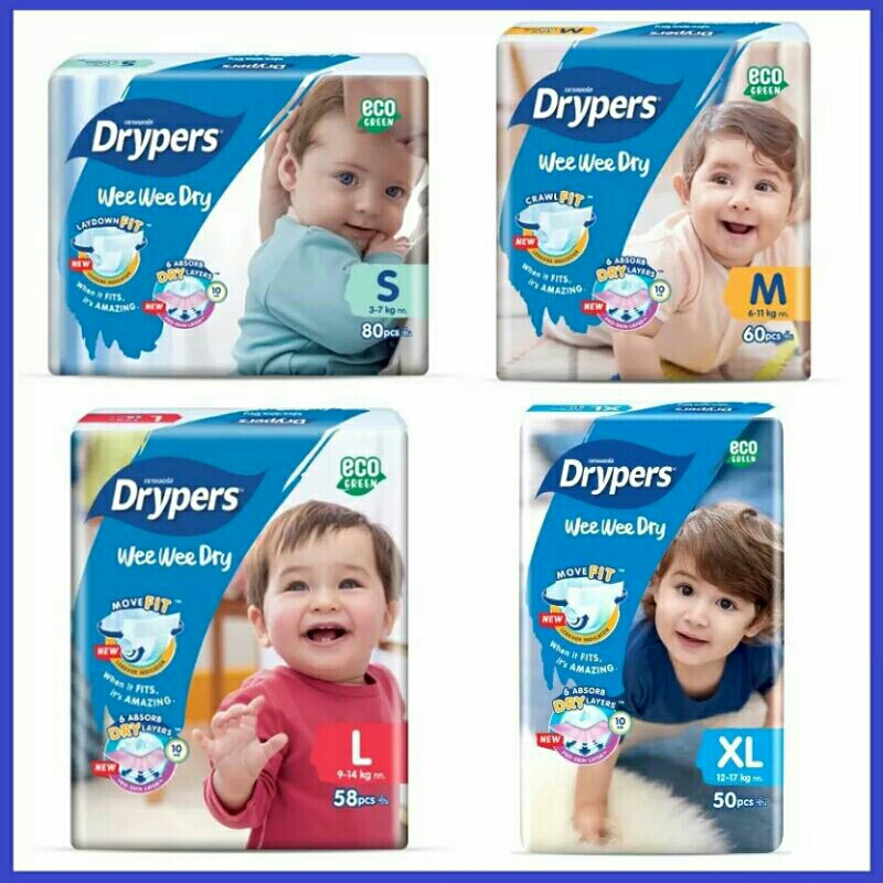 Drypers WeeWee Dry S80/M60/L58/XL50/XXL40 Shopee Malaysia