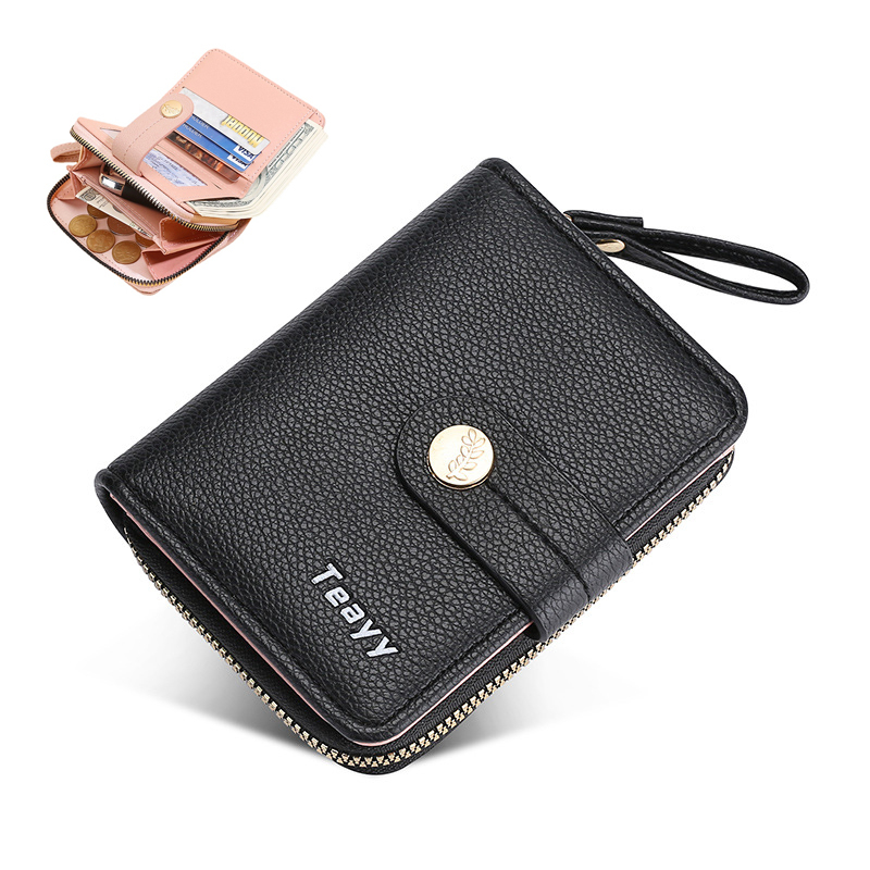 Short Wallet Purse for Women with Cash Card Coin Zip Compartment Dompet