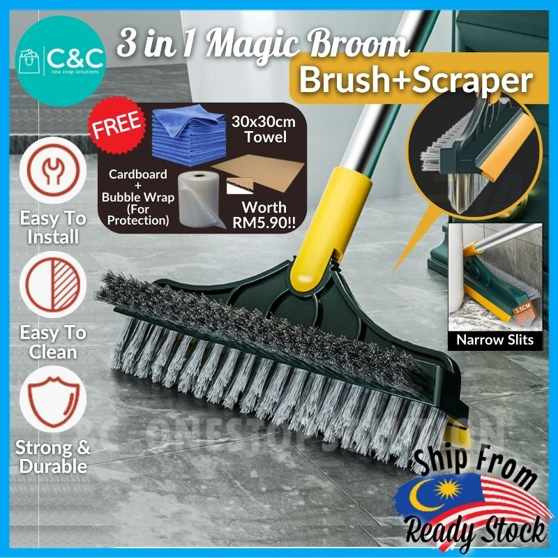 3in1 Magic Broom Penyapu Lantai Floor Cleaning Brush Gap Scrub Brush
