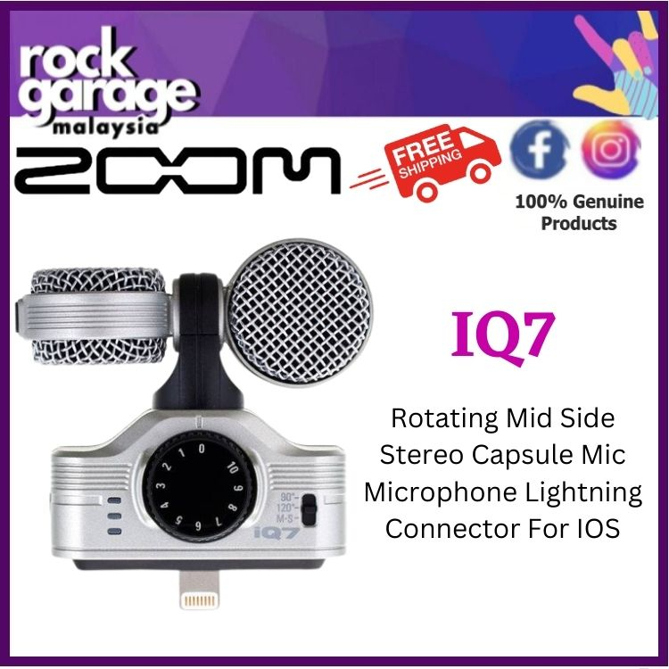 Zoom IQ7 Rotating Mid Side Stereo Capsule Mic Microphone Lightning ...