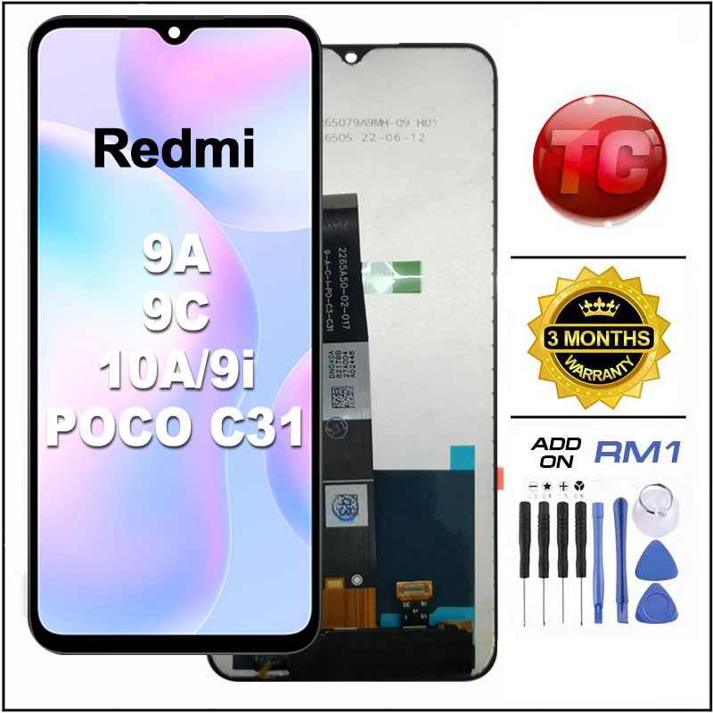 Écran Complet Xiaomi Redmi 10A/9A/9C/9C NFC - 6.53 Pouces - Kit De Réparation Avec Outils - Remplacement LCD Et Tactile