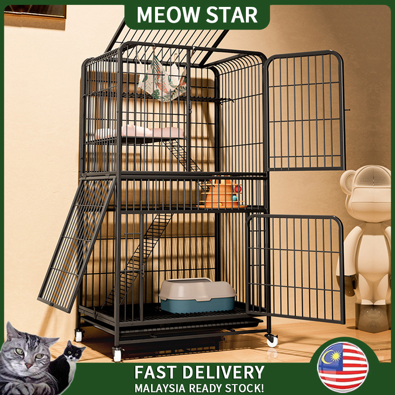 Mobile Cat Cage Large Sangkar Kucing Besar 2 3 Tingkat 4 Level Pets