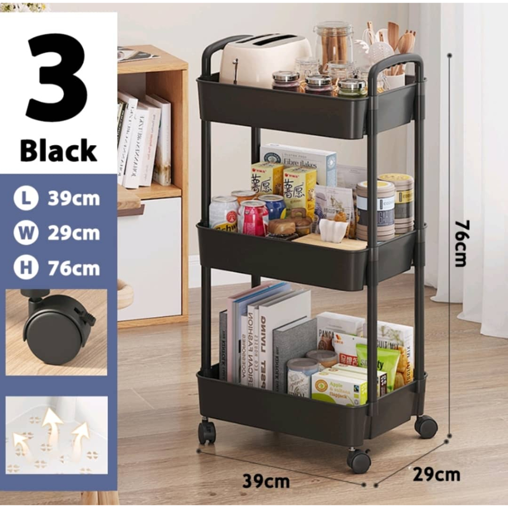 Foldable Storage Rack With Wheel Rak Dapur Rak Kabinet Dapur Rak ...