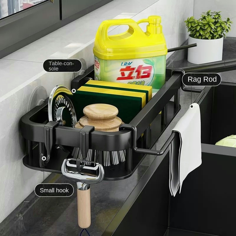 Ready⚡ Sponge Holder Kitchen Organizer Space Aluminum Sink Storage ...