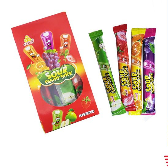 Halal Sanwa Sour Gummy Stick Chewy Stick Candy Mixed Fruits Flavor Gula ...