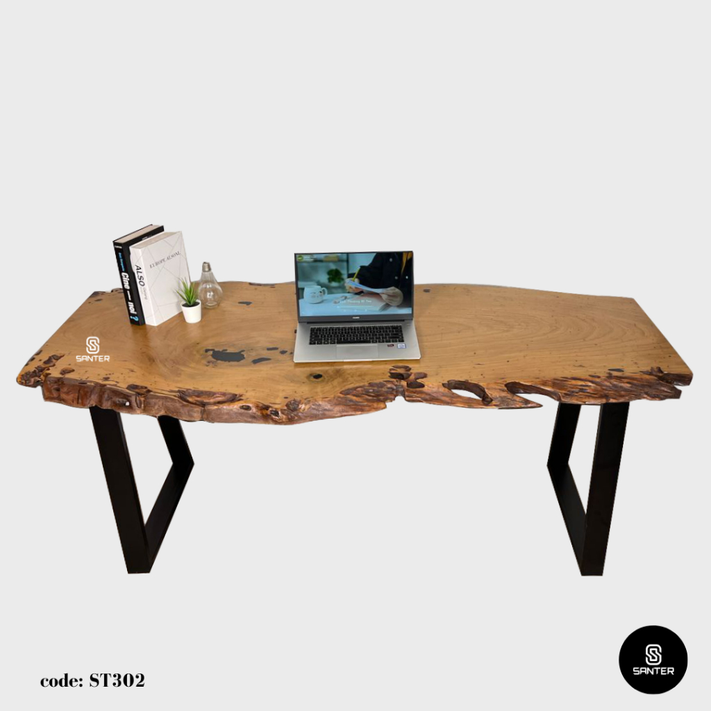 ST302. Chengal Emas Solid Wood Rustic Office Table/ Study Table/ Tea ...