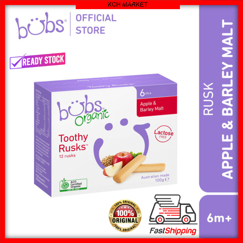 Bubs Organic Apple & Barley Malt Lactose Free Toothy Rusks 12 Rusks 6m+ (100g) Shopee Malaysia