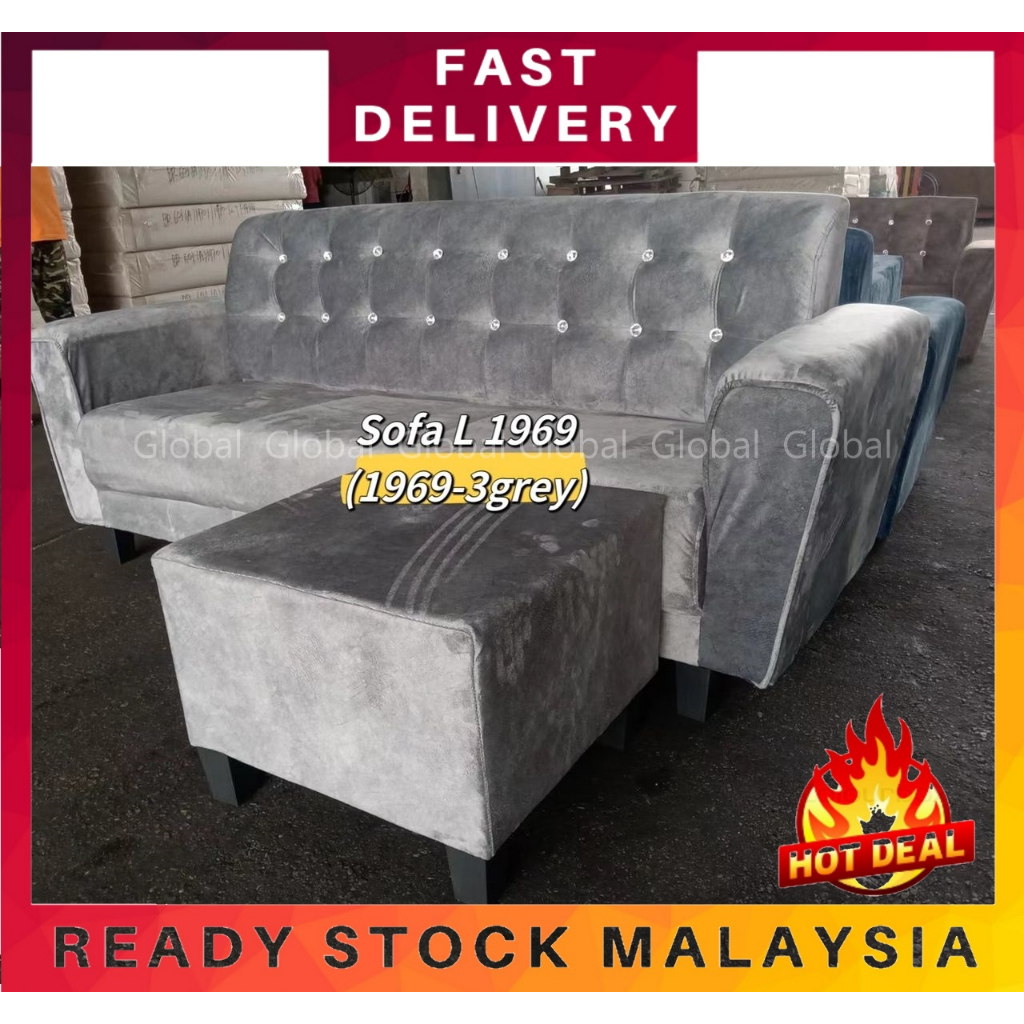 FREE STOOL High Quality Velvet Sofa Fabric Sofa PVC Sofa 3 Seater 1