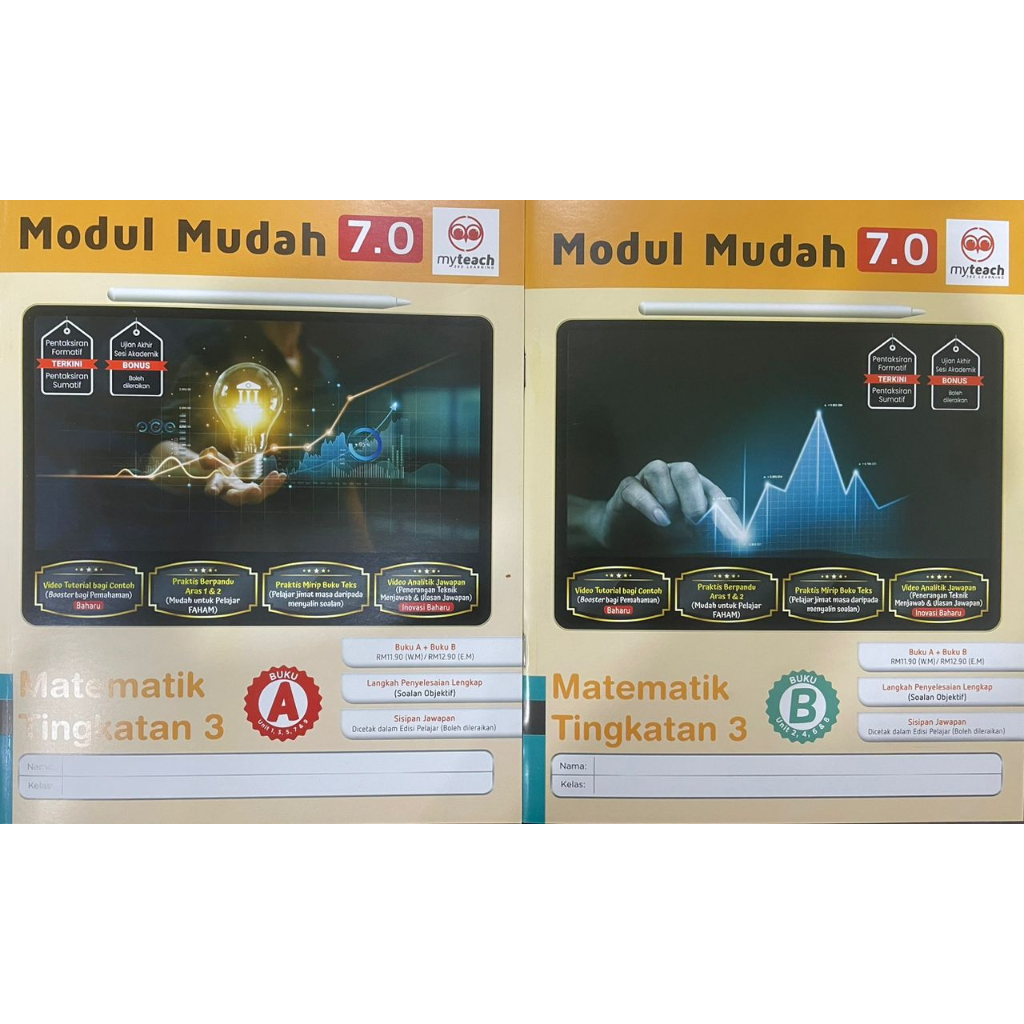 [MHD] MODUL MUDAH 7.0 MY TEACH (OMG) MATEMATIK A&B TINGKATAN 3  Shopee