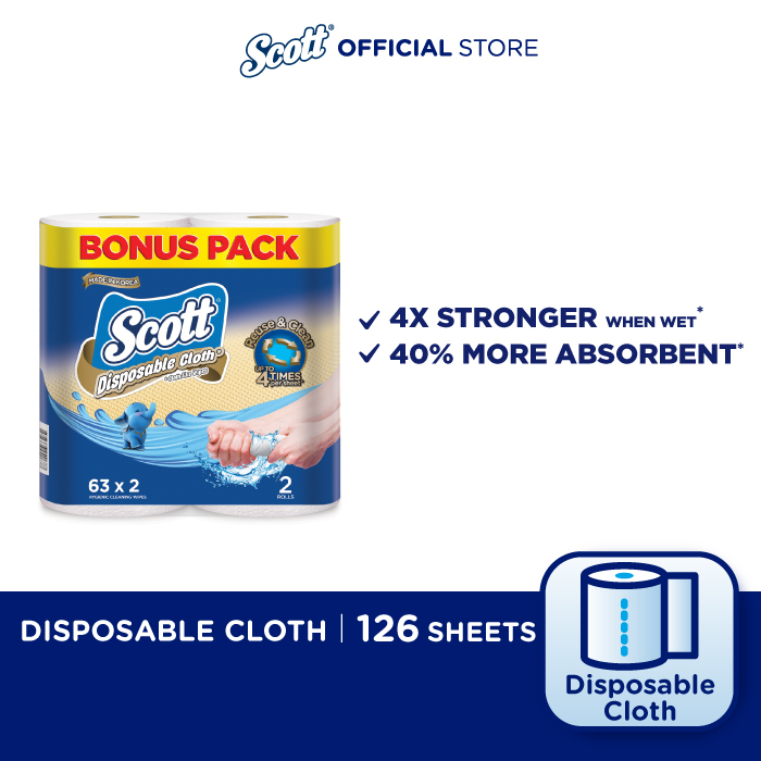 Scott Disposable ClothLike Wipes (63's x 2 Packs) Shopee Malaysia