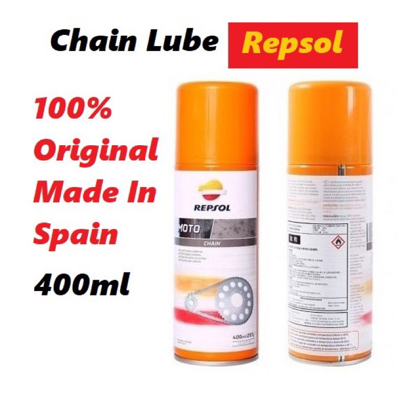 REPSOL 400ML CHAIN LUBE MOTORCYCLE CHAIN LUBRICANT MINYAK RANTAI REPSOL