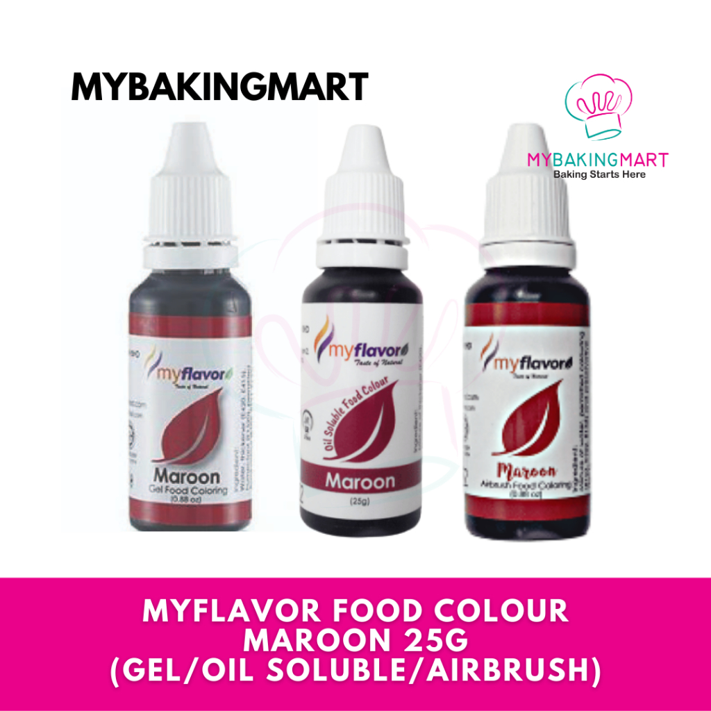 Mybakingmart Myflavor Maroon Gel / Oil / Airbrush Edible Food