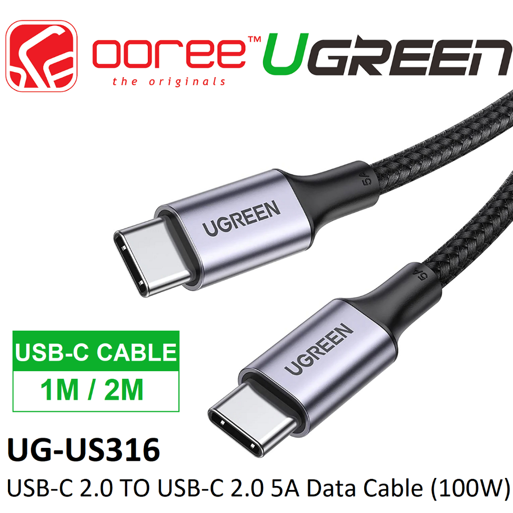 UGREEN US316 TYPE-C USB-C 2.0 TO USB-C 5A CHARGING USB CABLE (100W ...