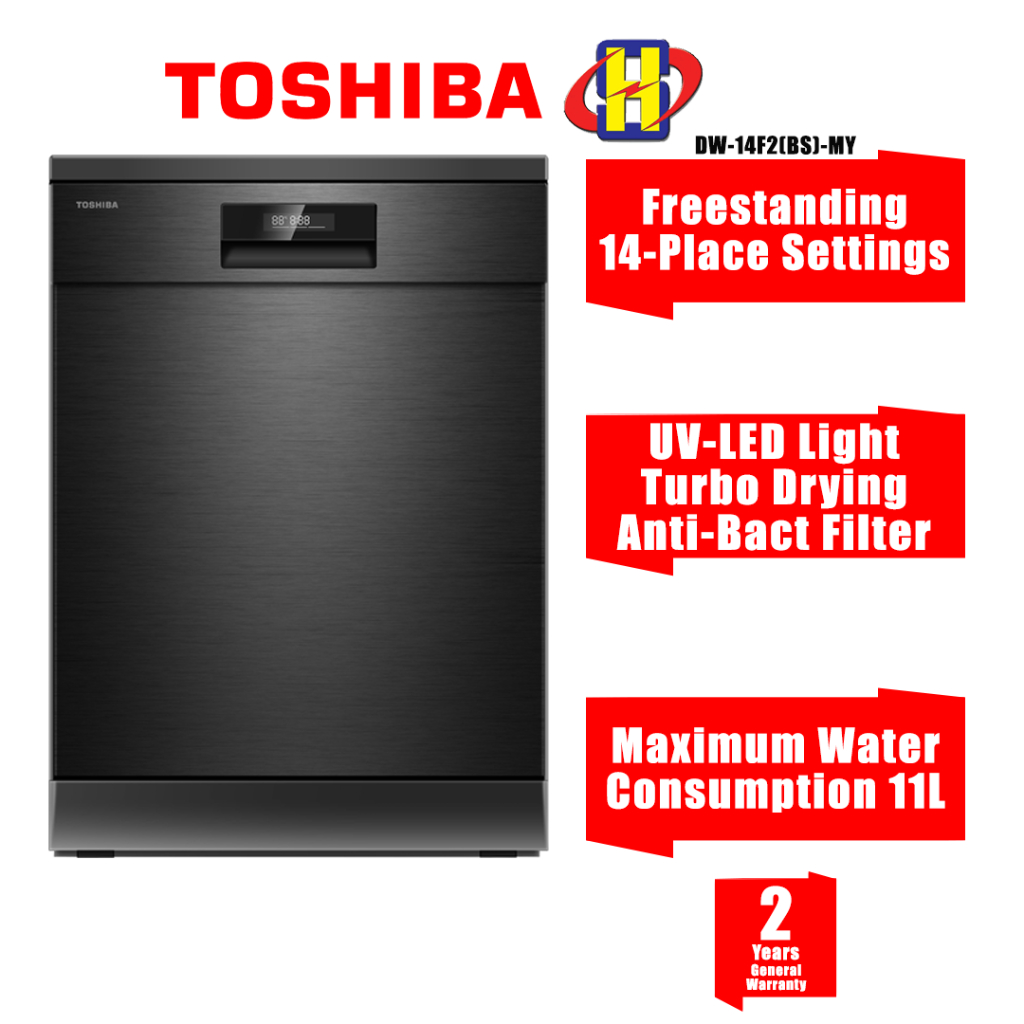 Toshiba Dishwasher (14 Place Settings) UVLED Light Freestanding