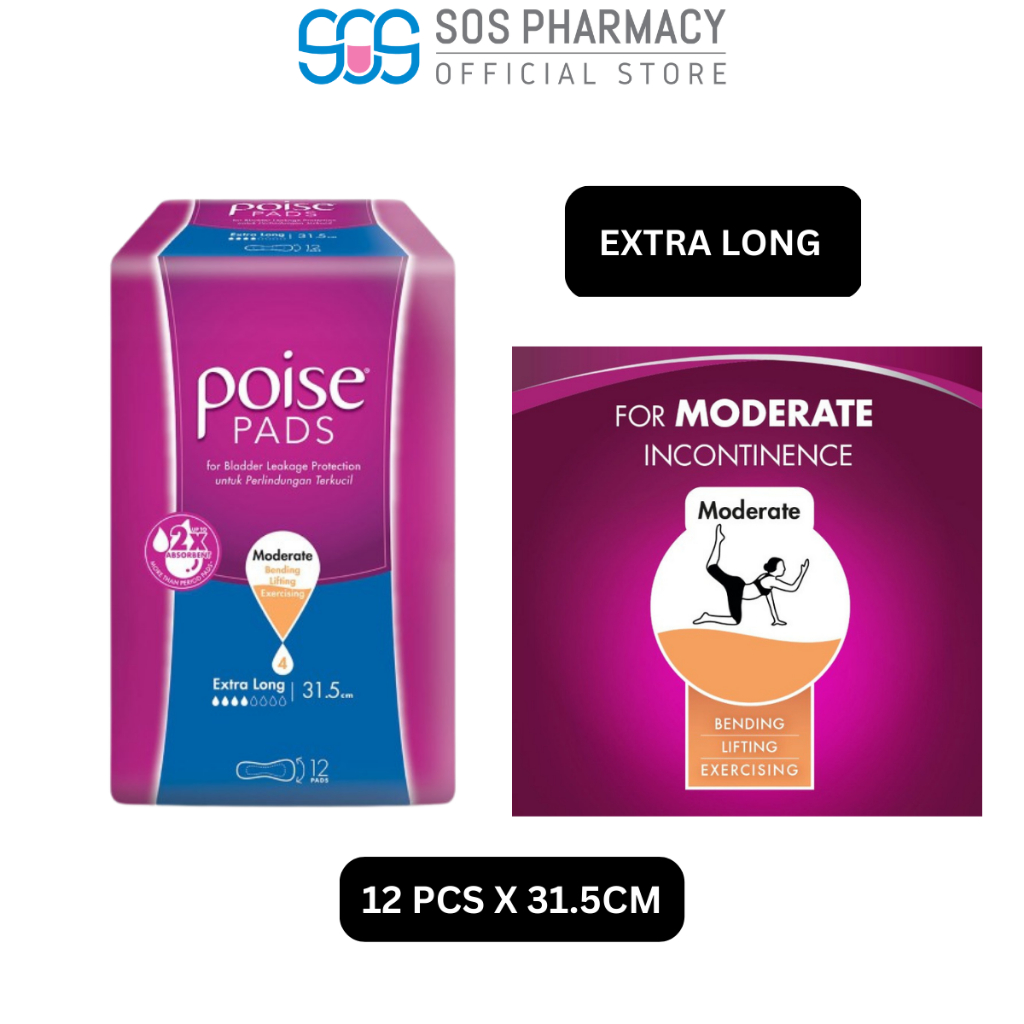 Poise Pads Extra Long Non Wing Incontinence/Adult Diapers (31.5cm/12