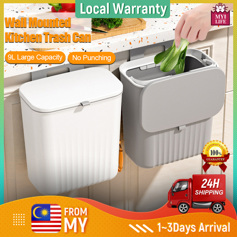 Upgraded Wall Mounted Kitchen Trash Can Hanging Trash Bin Dustbin