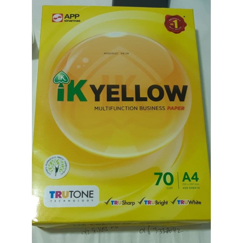 IK YELLOW A4 PAPER 70GSM 450 SHEETS | Shopee Malaysia