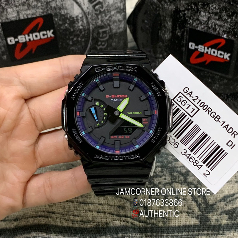 100% ORIGINAL CASIO G-SHOCK GA-2100RGB-1ADR BLACK GLOSSY Virtual ...