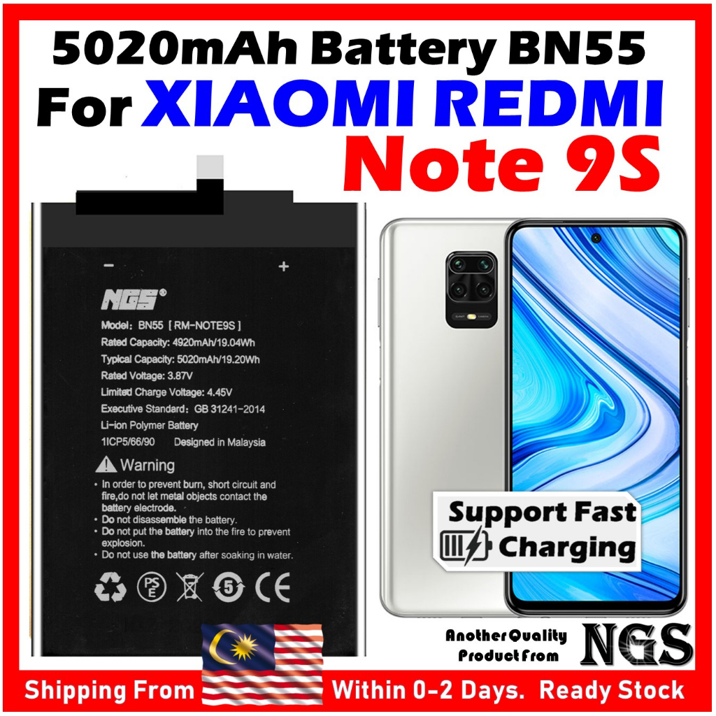 Orl Ngs Brand Ngs 5020mah Battery Bateri Bn55 Compatible For Xiaomi Redmi Note 9s With Opening 2705