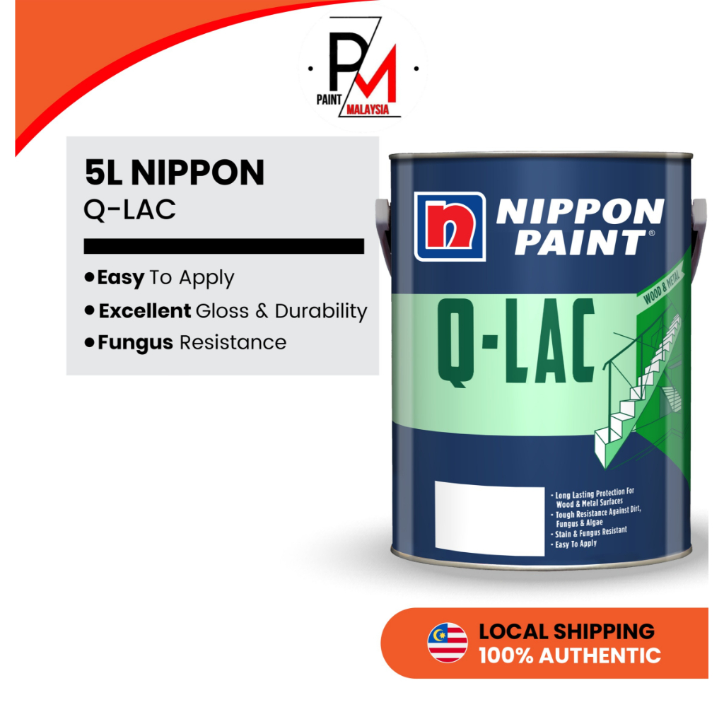NIPPON QLac High Gloss 5L Oil Based Paint Wood & Metal Cat Kayu Cat