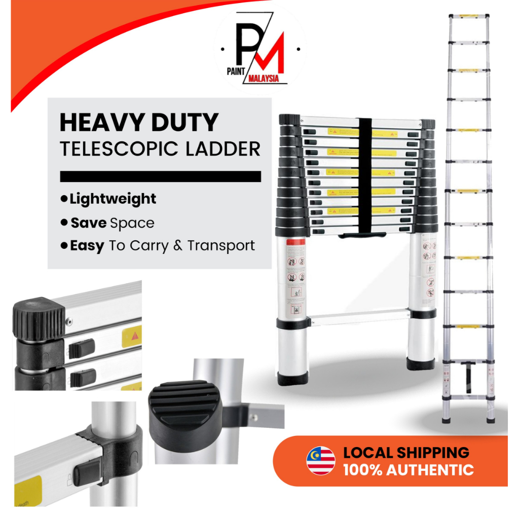 STRONGMAN Heavy Duty Ladder Telescopic Single Sided Extendable Ladder ...