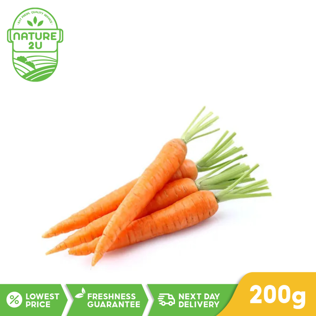 Nature2U Fresh Vegetable Baby Carrot Orange with Leaves (200G+/PKT