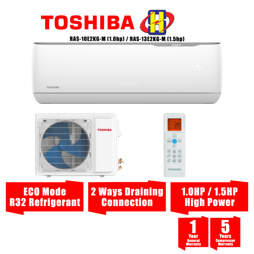 Toshiba Air conditioner (1.0HP / 1.5HP) NonInverter R32 Refrigerant