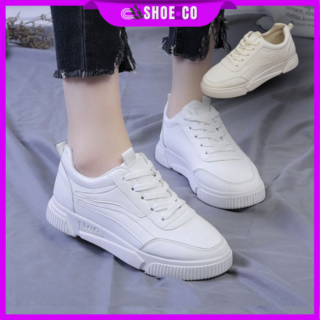 SHOE.COM INS Style Small Beige White Shoes Sneakers Plain Design ...