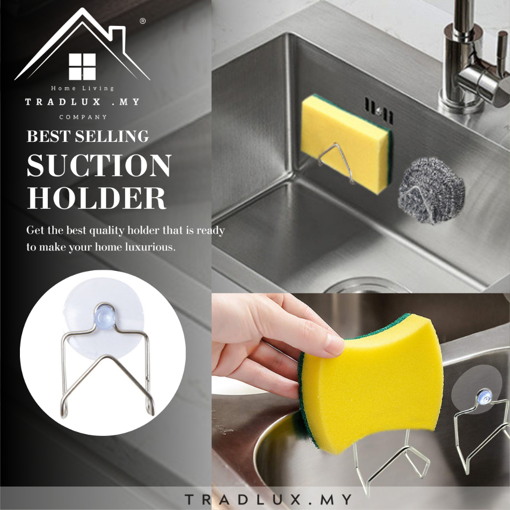 Sponge Holder Kitchen Sink, Stainless Steel Sponge Rack Firm Sucker