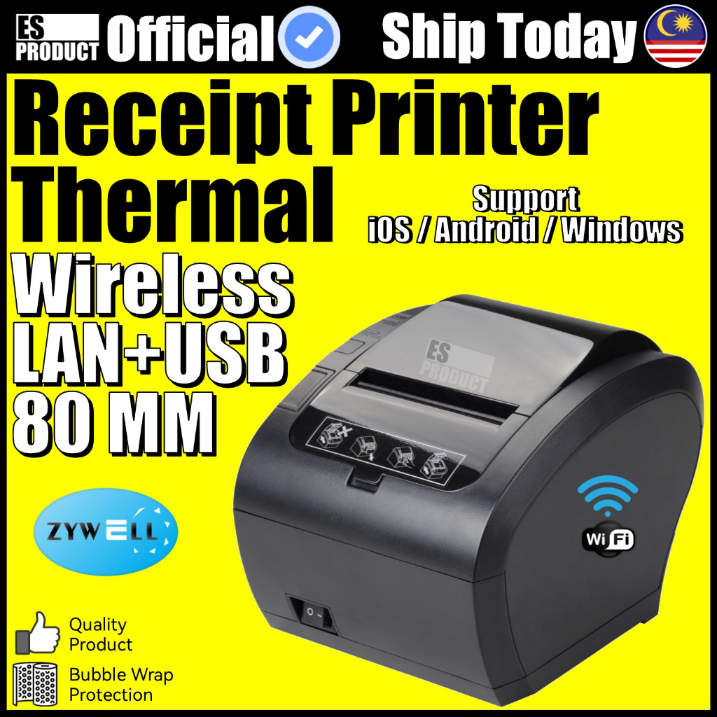 Official Zywell 80mm Thermal Receipt Printer For Pos System USB LAN