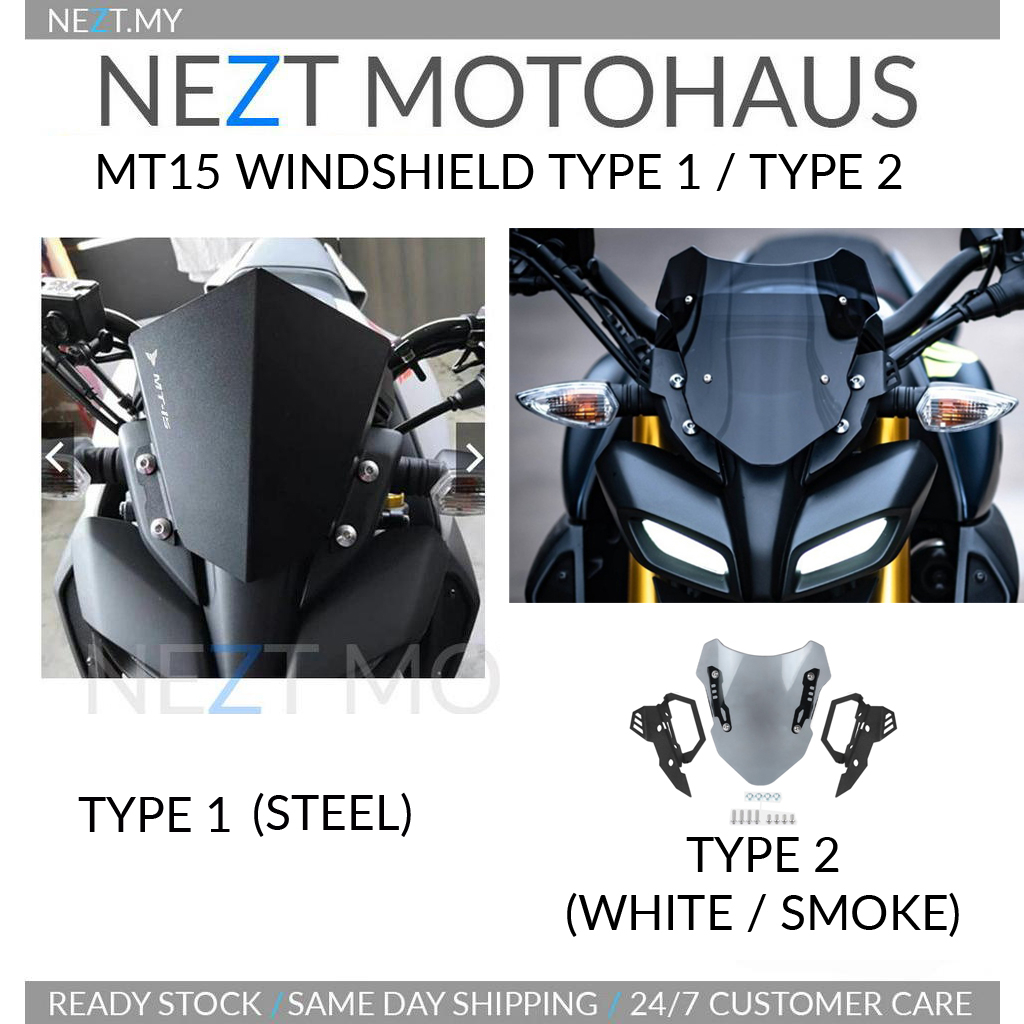 NEZT Yamaha MT15 MT-15 Windshield Steel Brush Matte Finishing Visor ...