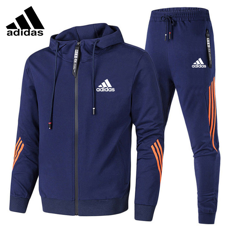 Adidas Men's Suit Sweatshirt+Trousers Sports Hooded Zipper Track Suit ...