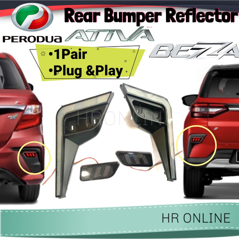 🔥Perodua Ativa Bezza 2023🔥Rear Bumper Reflector LED rear Bumper lamp ...