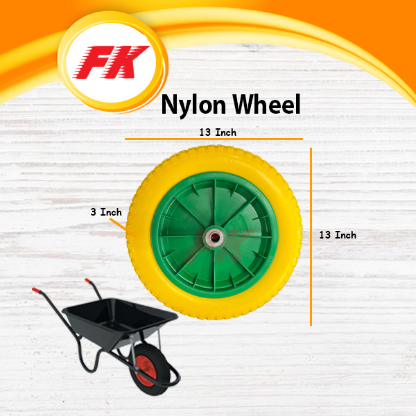 Solid Wheel Tayar Mati Kereta Sorong Tolak Roda 13‘ X 3‘ Wheel Barrow Nylon Pu Tyre Steel Rim 9154