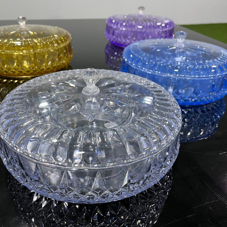 Crystal Bowl with 6 Compartments PS8006 / Air Tight Party Serving Dome