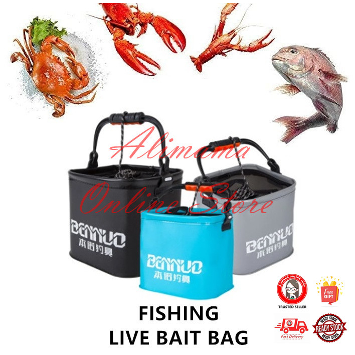 EVA Live Bait Storage Fishing Bag Bucket Box Tong Ikan Hidup Beg Baldi  Umpan Kotak Bekas Memancing Tackle Waterproof Bag