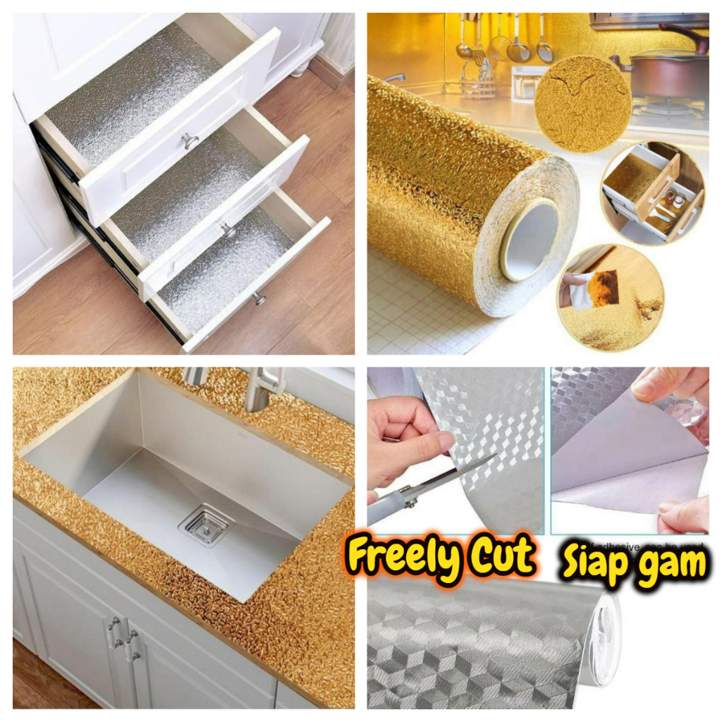 Aluminum Foil Kitchen Wall Sticker Furniture Kitchen Cabinet Oilproof ...