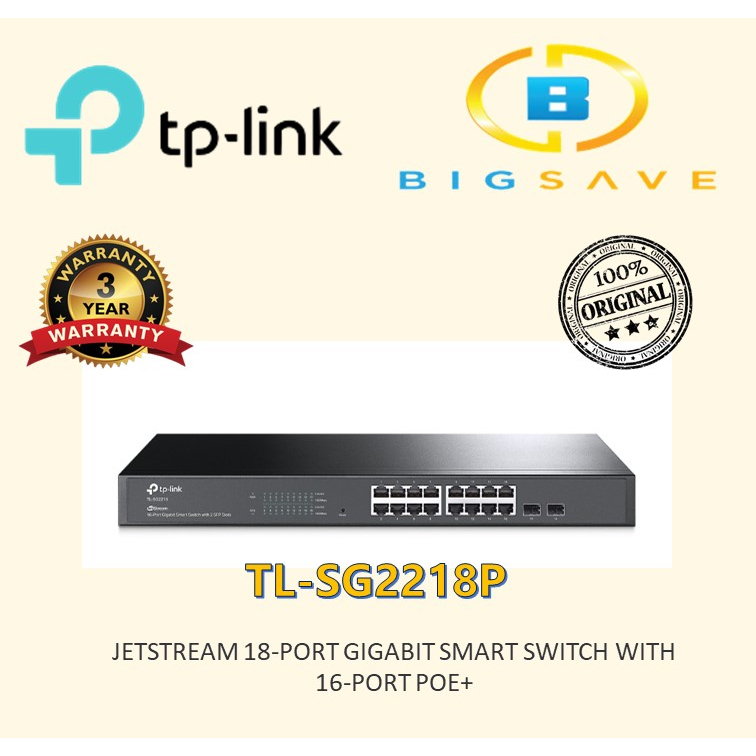 TP-LINK TL-SG2218P JETSTREAM 18-PORT GIGABIT SMART SWITCH WITH 16