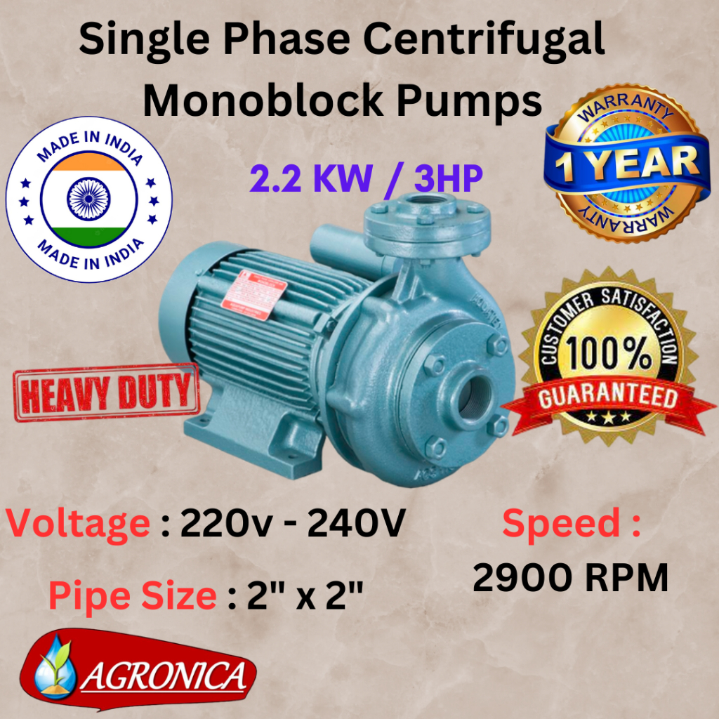 Heavy Duty Aquatex 2.2KW / 3HP Single Phase Centrifugal Water Pumpsets ...