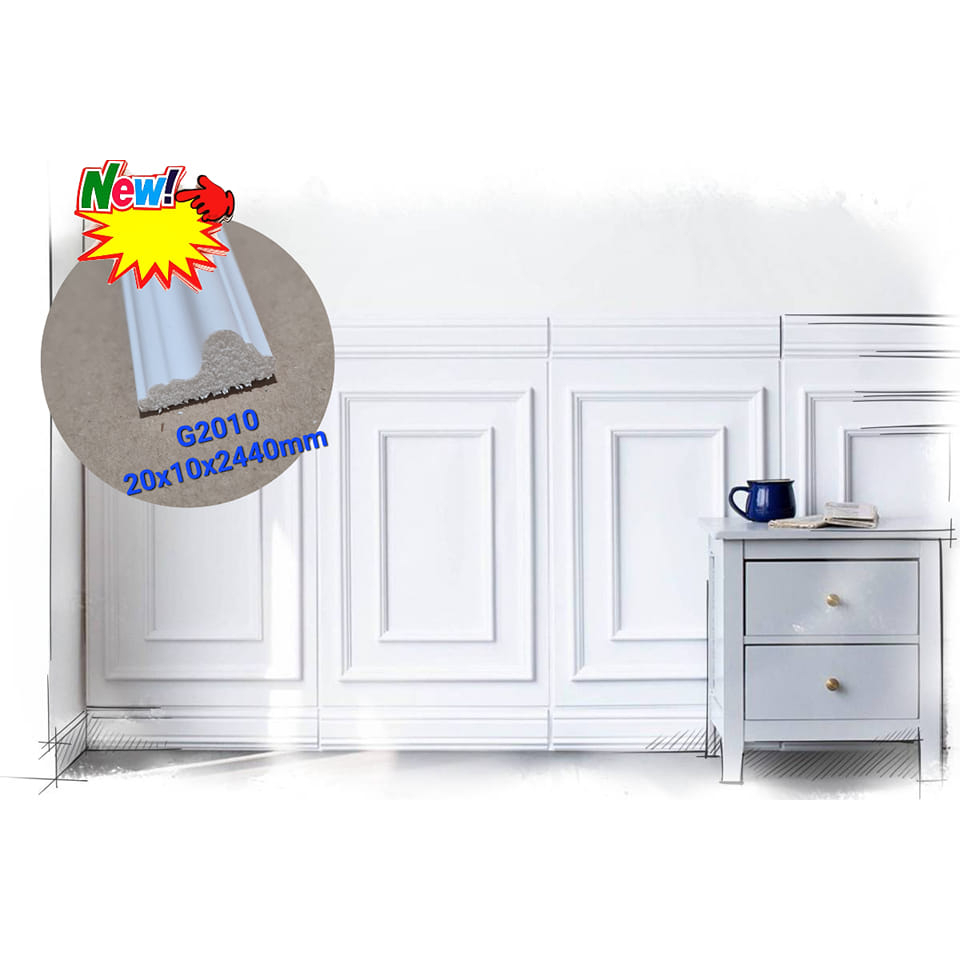 PVC WAINSCOTING/DOUBLE FRAME WAINSCOTING/ANGEL WHITE WAINSCOTING/8FT