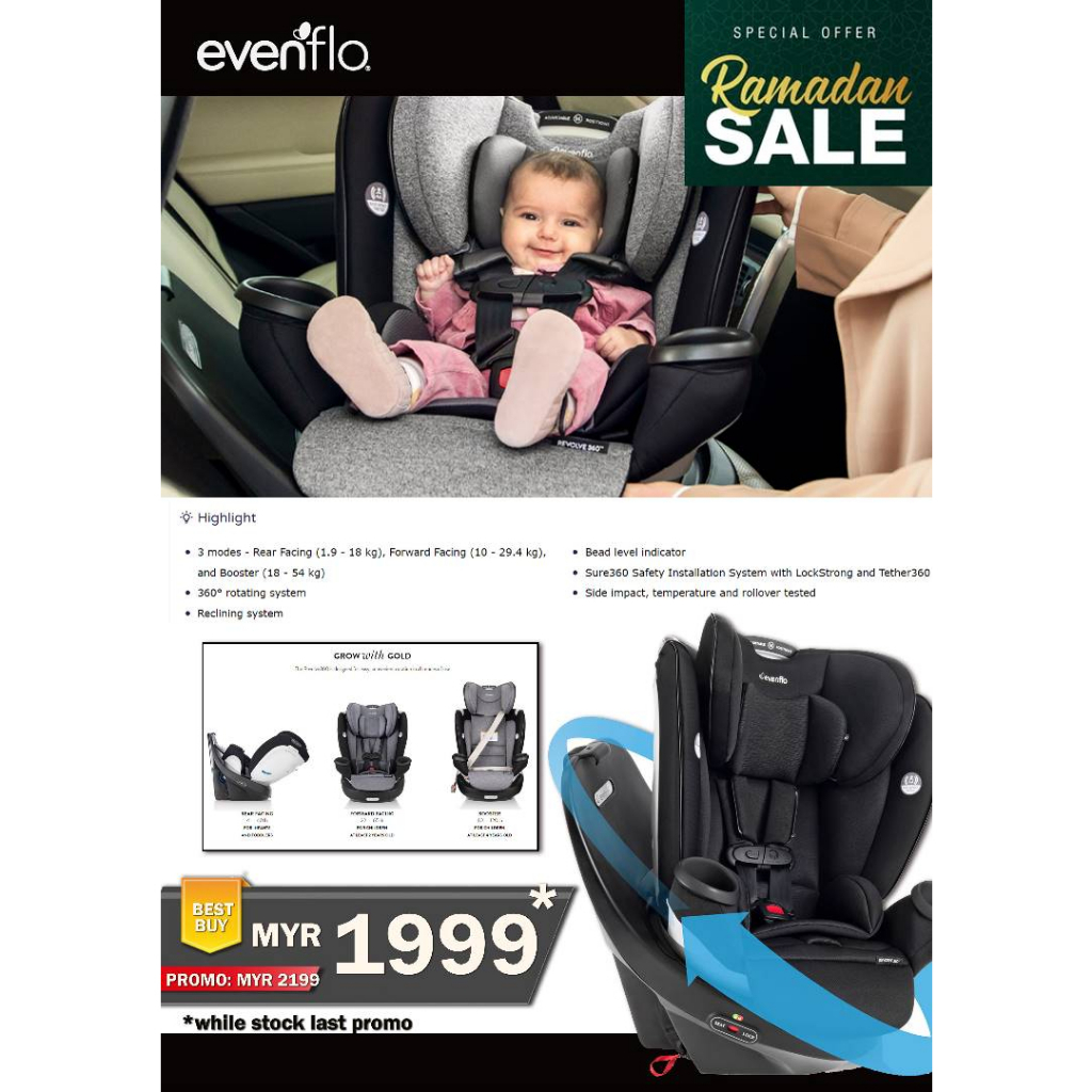 Evenflo Gold Revolve360 Spin Rotational AllInOne Car Seat Shopee