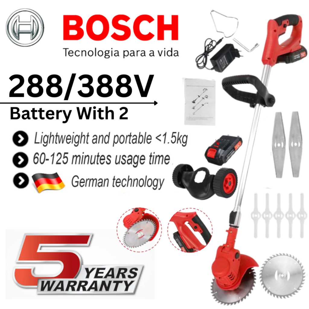 BOSCH 388V Mesin Rumput 2 Set Bateri Grass Cutter Electric Grass