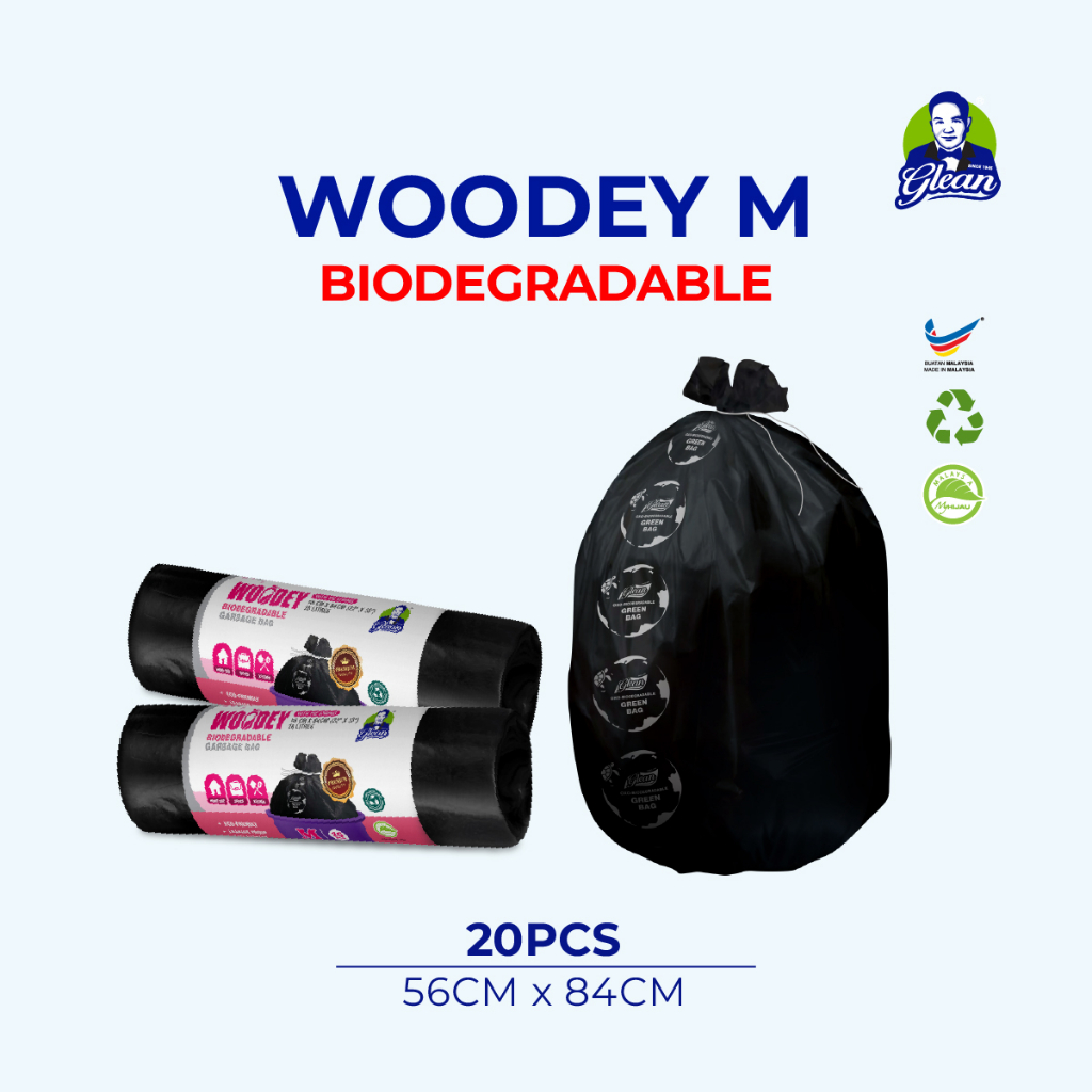 Glean Woodey Eco Garbage Bag Roll With Rope Biodegradable Leakproof