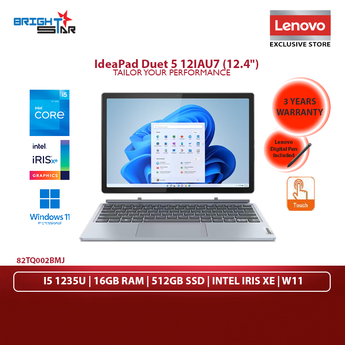 Lenovo Ideapad Duet 5 12iau7 12 4 2 5k Touch I5 1235u 16gb 512gb Ssd Iris Xe W 11 Shopee