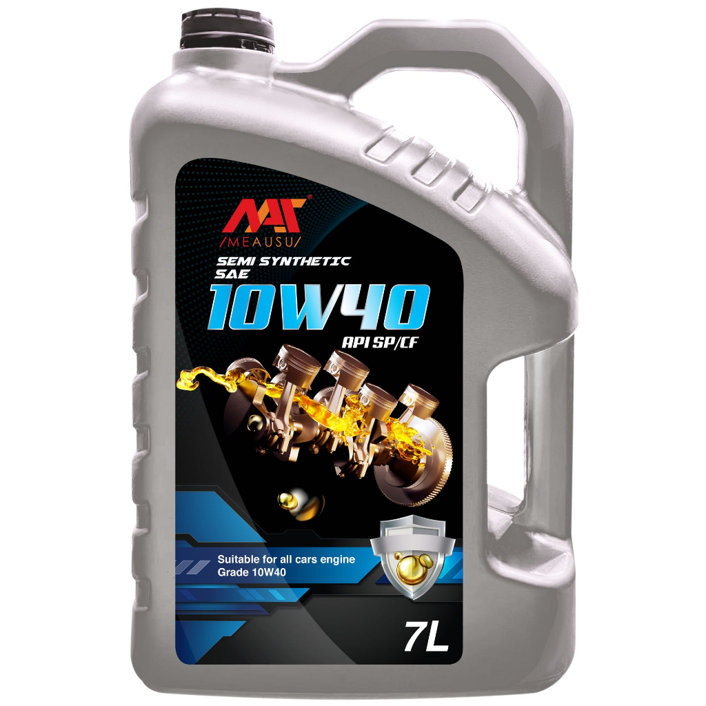 (100 ORIGINAL) MEAUSU ENGINE OIL SEMI SYNTHETIC 5W30 10W40 API SP/CF 7L GASOLINE AND DIESEL