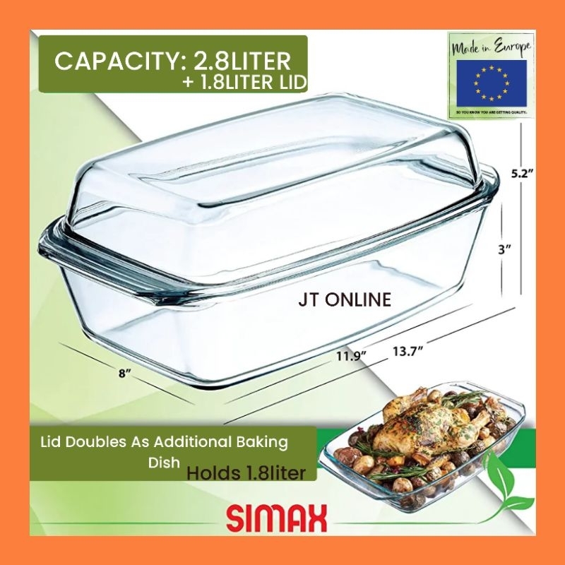 7156/7166 Simax large glass casserole dish with lid/oblong covered
