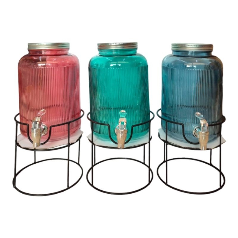 GLASS BEVERAGE DISPENSER WITH STAND SET / GLASS DISPENSER / BEKAS AIR