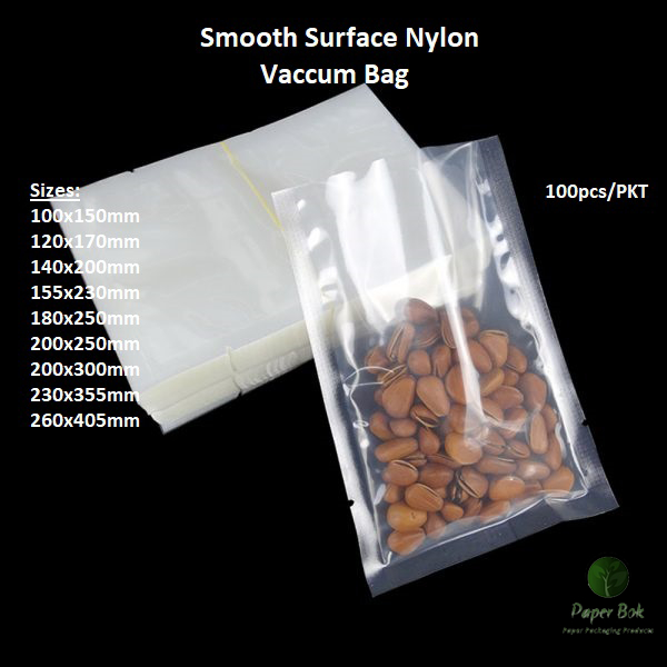 (100 PCS) Smooth Surface Plastic Vacuum Bag / 3 Side Sealed Nylon PE Plastic Bag / Nylon Plastic
