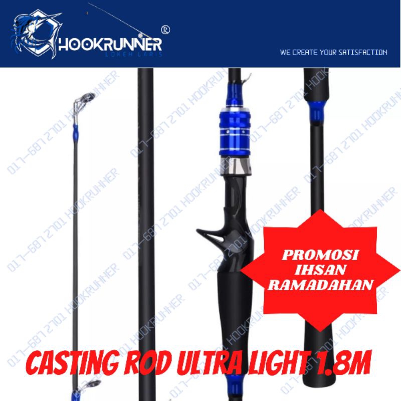 joran pancing casting rod ultra light 1.80M fast action 6 kaki & free ...